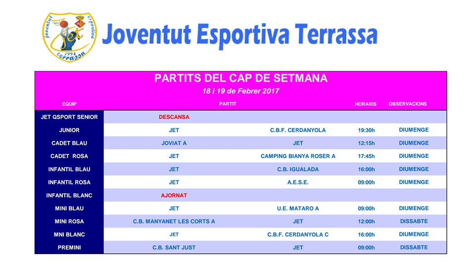 JET_TERRASSA PARTITS DE LA SETMANA